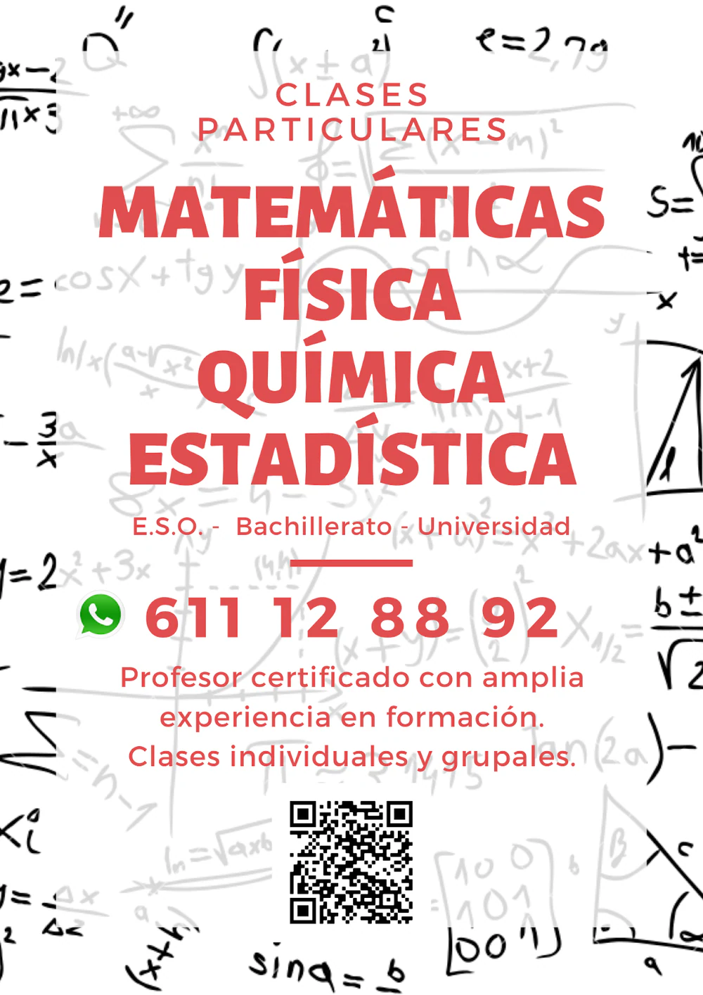 Clases particulares de Matemáticas, Física, Química, Estadística y Programación